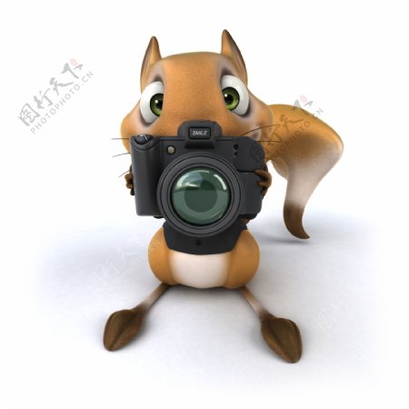 拿着相机照相的松鼠