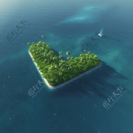 爱心海岛风景图片