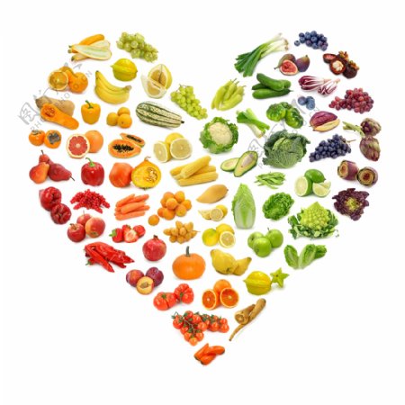 水果蔬菜组成的爱心图片