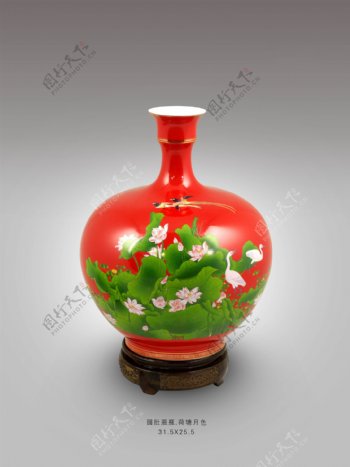 红瓷花瓶圆肚瓶图片