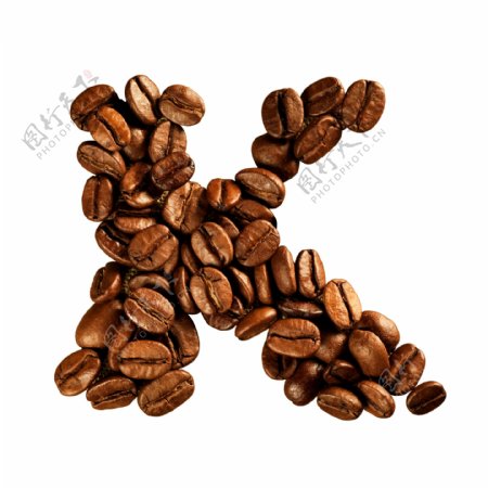 咖啡豆组成的字母K图片