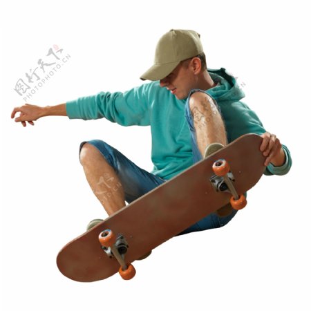玩滑板的时尚男人图片