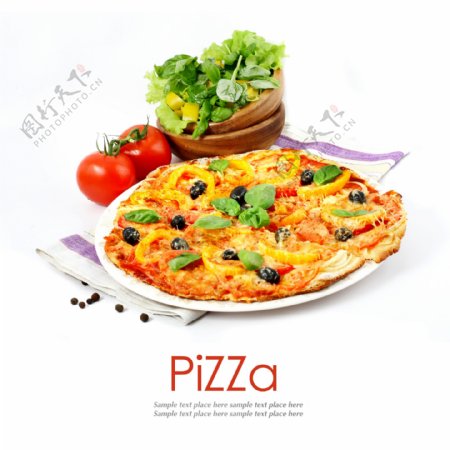 披萨与蔬菜图片