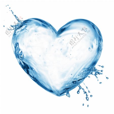 蓝色水组成的爱心图片