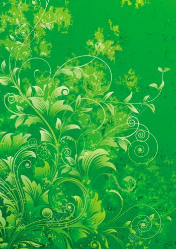 绿色花纹背景素材