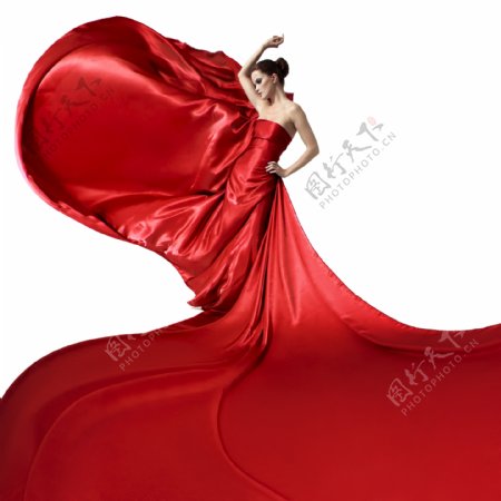 性感红裙美女图片