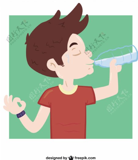 男孩的饮用水