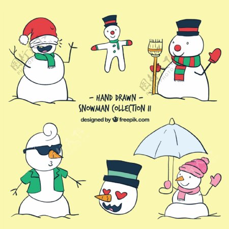 手工绘制有趣雪人收藏
