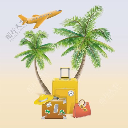 飞机椰树行李箱