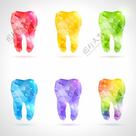 各种颜色的牙齿低聚设计