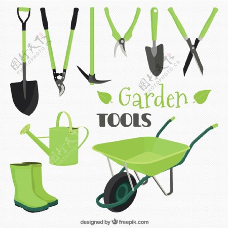园林工具的绿色色彩