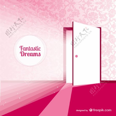 粉红色色调的梦幻之门