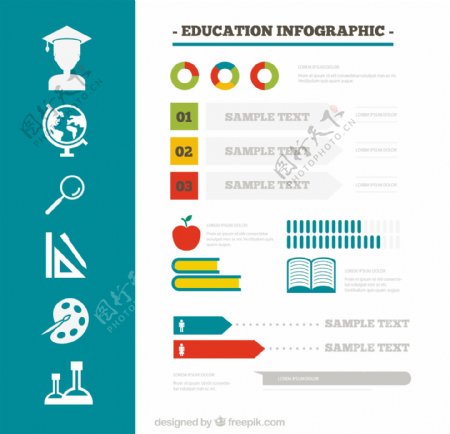 色的教育信息图表