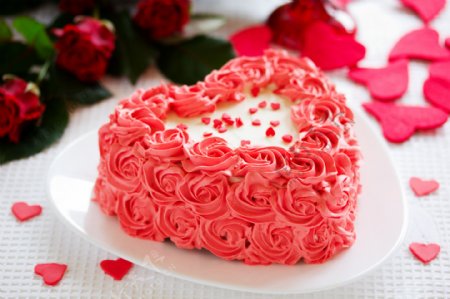 心形玫瑰花蛋糕图片