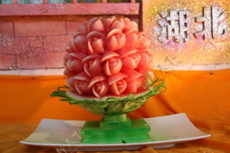 西瓜雕的花图片
