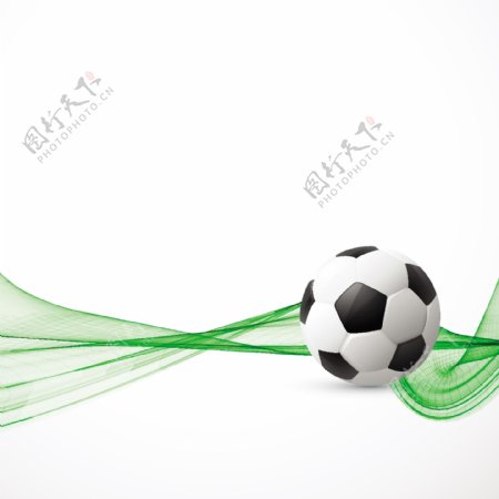 背景有足球和抽象的绿色形状