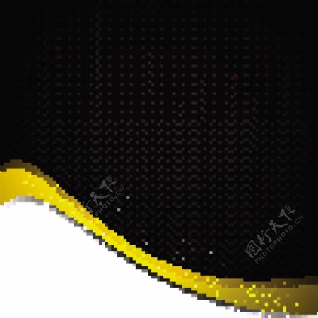黑色和黄色波浪形圆点背景
