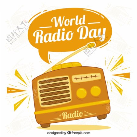 世界无线电日橙色背景