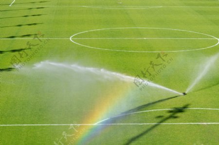 足球场上的彩虹图片