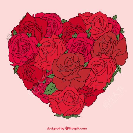 美丽的心红玫瑰矢量素材