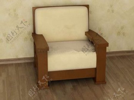 浅褐色的舒适的单人沙发