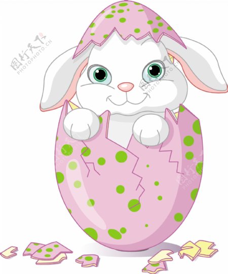 复活节彩蛋里可爱兔子
