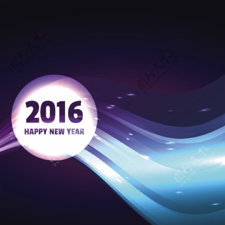 2016快乐的新一年的波浪式设计