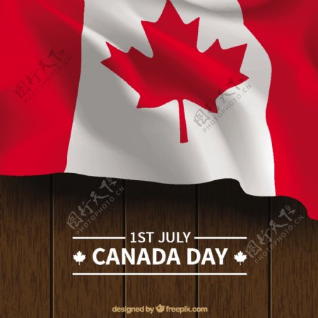 写实加拿大国旗木纹背景