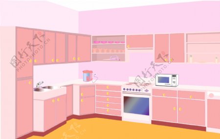 粉红色厨房装饰设计
