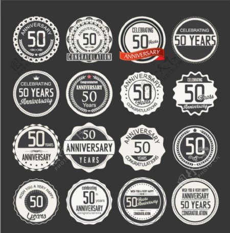 50周年纪念标签矢量图