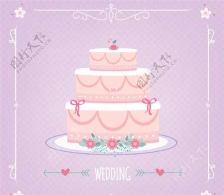 粉色婚礼蛋糕矢量素材