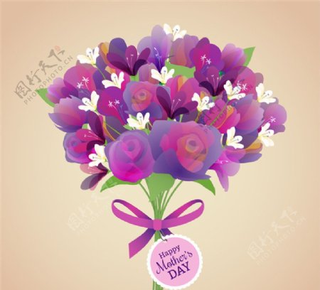 紫色母亲节花束矢量素材