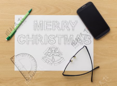 木板上的圣诞节设计图图片