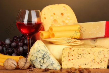 奶酪与葡萄酒图片