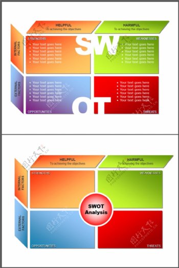 彩色色块SWOT分析PPT素材