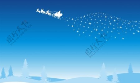 蓝天星光圣诞老人图