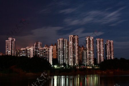 夜景江景摄影图片