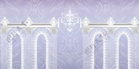 欧式蓝紫色渐变背景欧式花纹欧式婚礼背景