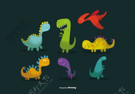 可爱手绘恐龙插图