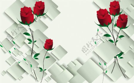 玫瑰抽象背景墙
