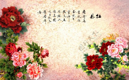 牡丹装饰花卉背景墙