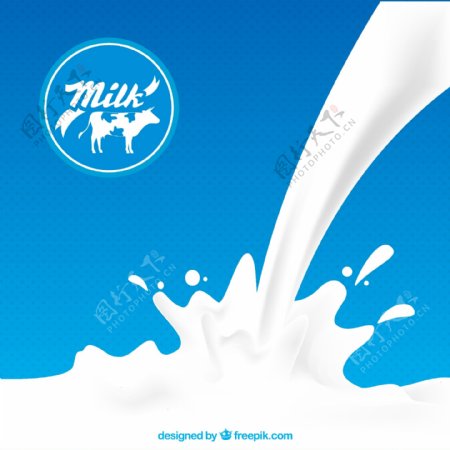 飞溅的新鲜牛奶矢量素材