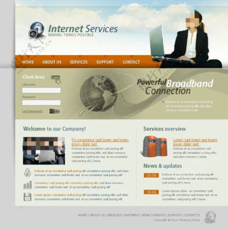 互联网服务网站psd模板