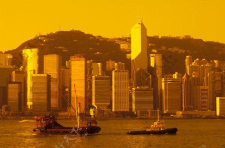 黄昏时的香港海面图片