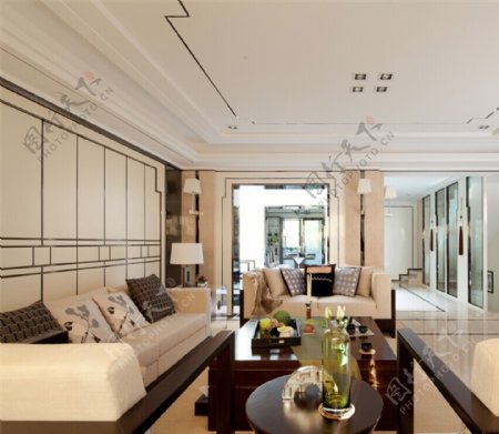 新中式时尚客厅茶几沙发设计图