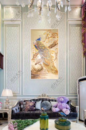 法式豪华客厅沙发背景墙设计图