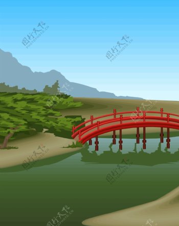 小桥流水矢量图2