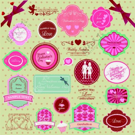 粉色调婚礼主题标签图片