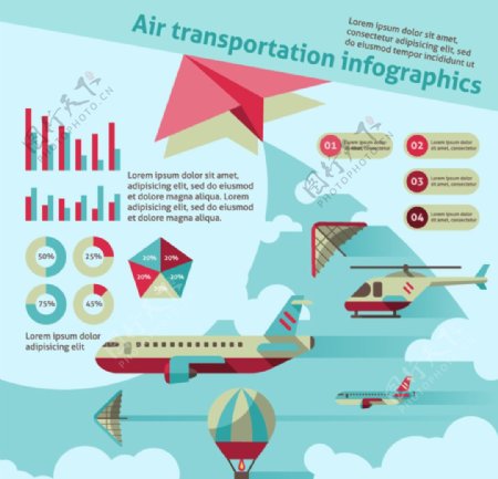 创意航空运输商务信息图