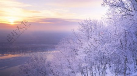 冬天黄昏美景图片